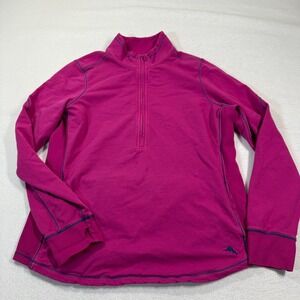 Tommy‎ Bahama Pullover Women XL Pink Long Sleeve Quarter Zip Casual Dolphin